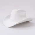 Weißer Wildleder Cowboyhut, klassischer Western Filzhut, Retro Krempenhut für Damen Herren. - Verstellbar / Weiß