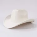 Weißer Wildleder Cowboyhut mit gekrempeltem Rand, Retro Westernhut für Damen und Herren. - Verstellbar / Creme