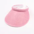 Pink empty-top sun visor hat, summer UV protection beach straw cap, wide brim casual wear. - Adult / Pink