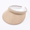 Summer straw sun visor hat for women and men, empty top large brim UV protection beach cap. - Kids / Light Coffee