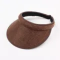 Brown woven empty-top sun visor hat, casual summer outdoor anti-UV beach hat variant. - Kids / Dark Coffee