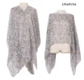 Detail view of a leopard print faux silk bikini cover-up shawl in 1#white style - Tops / 96*150cm / White