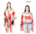 Poncho de protección solar a cuadros rojos para mujer, ideal para verano - 96*150cm / Rojo