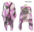 Chal de gasa con estampado morado y botones de perlas para protección y moda. - Tops / Púrpura / 96*150cm