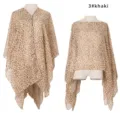 Detail showing leopard print chiffon shawl in khaki, perfect for summer bikini cover-up - Tops / 96*150cm / Khaki