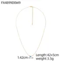 Gold titanium steel necklace featuring a marquise zircon and pearl pendant, 42+5cm length - Blue Marquise Zirconia Style(FX4899D0W8)