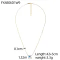 Detailed dimensions of gold heart pendant necklace with length and weight info. - Blue-Purple Color Block (FX4806D1W9)