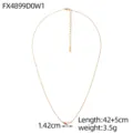 Detail of gold titanium steel necklace with marquise zircon and pearl, 42+5cm length - Orange Marquise Zirconia Style(FX4899D0W1)