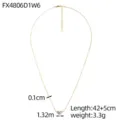 Detail view of gold necklace with lavender and clear crystal heart pendant, 42+5cm length. - Purple-White Color Block (FX4806D1W6)