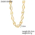 Collana a catena dorata spessa con maglie organiche lunghezza 38+5cm - Stile maglie intrecciate con forme organiche irregolari (ZX26512D0W0) / Oro