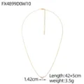 Detail view of a gold titanium steel necklace with pink zircon and pearl charm - Pink Marquise Zirconia Style(FX4899D0W10)