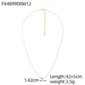 Minimalist titanium steel necklace featuring a marquise zircon and pearl with measurements. - Blue Marquise Zirconia Style (FX4899D0W12)