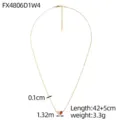 Gold heart pendant necklace with length 42+5cm and 3.3g weight technical dimensions - White-Orange Color Block (FX4806D1W4)