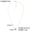 Detail view of gold heart necklace showing measurements: 42+5cm length and 3.3g weight. - Blue Double Heart Style (FX4806D1W3)
