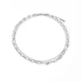 Dettaglio collana argento a doppio strato con catena spessa e catena a serpente fine - Stile doppio strato con maglie spesse e catena a serpente sottile (YX25568A0W0) / Argento
