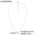 Detail view of a titanium steel necklace featuring a marquise zircon and pearl pendant. - Marquise Zirconia Bead Style(FX4899D0W4)