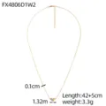 Gold heart necklace detail with 42+5cm length and 1.32cm pendant width dimensions - Purple-Yellow Color Block (FX4806D1W2)