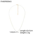 Detail of marquise zircon and pearl titanium steel necklace with length measurements - Light Blue Marquise Zirconia Style(FX4899D0W3)