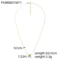 Detailansicht der zierlichen goldenen Herzenskette mit Maßen und Längenangaben - Gold Micro-Pave Stil (FX4806D1W11)