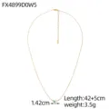 Detail of minimalist gold titanium steel necklace with marquise zircon and pearl pendant. - Green Marquise Zirconia Style(FX4899D0W5)
