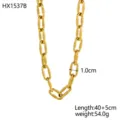 Dettaglio ravvicinato della collana a catena dorata con maglie testurizzate 1,0 cm - Stile maglie ovali lunghe con texture scanalata (HX1537B) / Oro