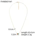 Detailansicht der goldenen Herz-Halskette mit 42+5 cm Länge und Edelsteinanhänger - Orange-Grün Farblock (FX4806D1W1)