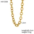 Vista dettagliata della collana a catena dorata da 1,2 cm con texture e dimensioni - Stile grande anello singolo oro lucido effetto specchio (HX1535B) / Oro