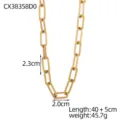 Vista dettagliata della collana a catena d'oro con misure delle maglie e peso totale - Modelli a maglie graffetta rettangolari filettate / Oro