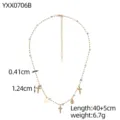 Detailed view of handmade Bohemian beaded necklace with cross charms and size dimensions - Blue Matte Bead Cross Style (YXX0706B)