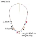 Detailed view of bohemian colorful beaded necklace with tassels and flower charms - Colorful Tassel Flower Style (YXX0705B)