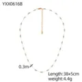 Detailed view of bohemian turquoise beaded necklace showing dimensions and gold clasp - Gold Chain Turquoise Bead Style (YXX0616B)