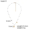 Detailed view and measurements of an elegant handmade beaded necklace with gold heart charms - Matte Heart Pendant Style (YXX0177)