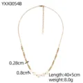 Close-up detail of a gold beaded necklace featuring heart shell charms and size specifications - White Heart MOP Pendant Style (YXX0054B)