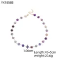 Detail view of Bohemian colorful beaded necklace with 1.06cm beads and 45+5cm length - Purple Dopamine Large Bead Style (YX1858B)