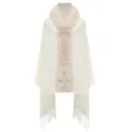 Eleganter weißer Kunstkaschmir-Schal mit luxuriösem Kunstpelzkragen und Fransen - 4# Beige