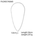 Detailed 50cm silver tone chain necklace featuring OT toggle buckle and ball pendant - Minimalist OT Clasp Ball Necklace (FX29057A0W0) / 50cm / Silver