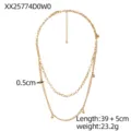 Detailed view showing measurements and weight of gold layered necklace with ball charms - Double Layer Minimalist Ball Necklace (XX25774D0W0) / 39+5cm / Gold