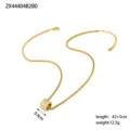 Vergulde titanium stalen ketting met sprankelende steen gezette cilindrische hanger - Verguld met witte strass-steentjes (ZX44404B2B0)