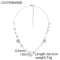 Silver stainless steel necklace featuring multiple dangling round disc charms for women - Multi-Layer Sequin Necklace (CX37498A0W0) / 36+5cm / Silver
