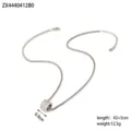 Zilverkleurige roestvrijstalen ketting met fonkelende met strass geplaveide hanger - Verzilverd met witte strass-steentjes (ZX44404I2B0)
