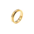 Squisito anello rotante in acciaio al titanio placcato oro con cristalli trasparenti - Taglia 7 / Stile Rotante con Strass Equidistanti (HXB42251) / Oro
