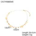 Elegant gold sequin disc choker necklace featuring adjustable length and 7.3g weight - Gold Sequin Pendant Necklace (CX37498B0W0) / 36+5cm / Gold