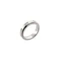 Anello rotante in acciaio titanio lucido argento con cristalli per l'uso quotidiano. - Taglia 7 / Stile Rotante con Strass Equidistanti (HXB42251) / Colore acciaio