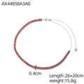 Elegante Halskette mit einer Reihe roter Zirkone, 0,4 cm breit und 26+20 cm verstellbar - Einfache Halskette (AX44858A3A0) / Stahl+Roter Zirkonia