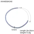 Dettaglio della collana tennis in zircone blu con specifiche di peso e lunghezza - Colore Acciaio + Zircone Blu