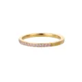 Vista dettagliata di un elegante anello eternity dorato con piccole pietre di zircone rosa - n.5 / Placcato Oro 18K Zirconia Rosa Chiaro