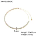 Collana tennis minimalista placcata oro con zirconi, larghezza 0,4 cm - Oro 14k+Zirconia Bianca