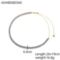 Collana tennis dorata minimalista con zirconi azzurri brillanti e catenina regolabile - Oro 14k+Zirconia Blu
