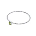 Dettaglio dell'anello in argento ritorto con una pietra preziosa peridoto verde rotonda - n.5 / Steel color*olive