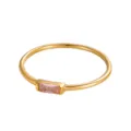 Vista dettagliata di un elegante anello in oro con pietra portafortuna rosa rettangolare - n.5 / Fascia in Strass Rosa / Oro 18K